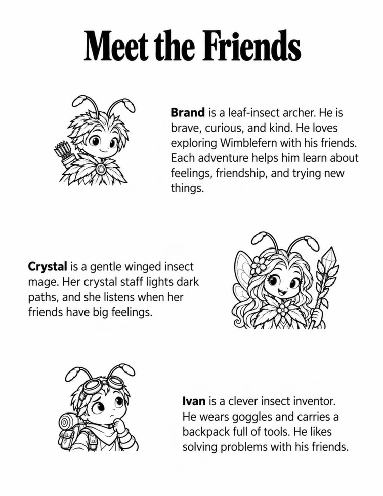 Meet the friends story page from Book Two